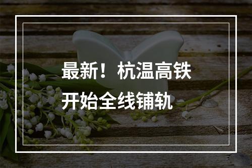 最新！杭温高铁开始全线铺轨