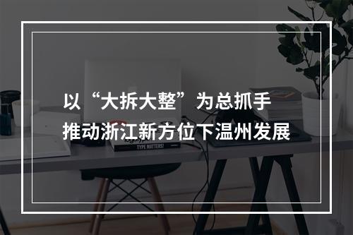 以“大拆大整”为总抓手 推动浙江新方位下温州发展