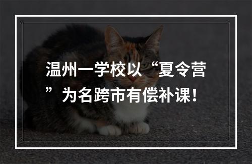 温州一学校以“夏令营”为名跨市有偿补课！