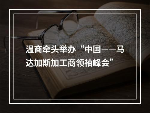 温商牵头举办“中国——马达加斯加工商领袖峰会”