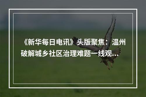 《新华每日电讯》头版聚焦：温州破解城乡社区治理难题一线观察