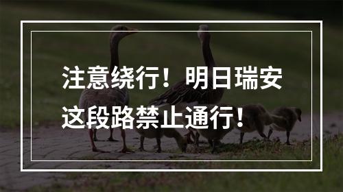 注意绕行！明日瑞安这段路禁止通行！