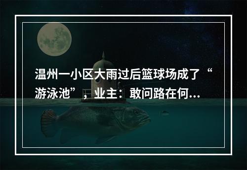 温州一小区大雨过后篮球场成了“游泳池”，业主：敢问路在何方？属地社区：抓紧办！