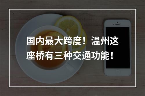 国内最大跨度！温州这座桥有三种交通功能！