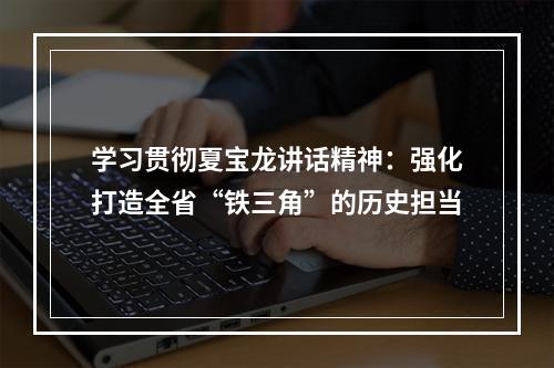 学习贯彻夏宝龙讲话精神：强化打造全省“铁三角”的历史担当