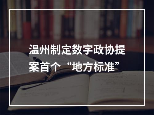 温州制定数字政协提案首个“地方标准”