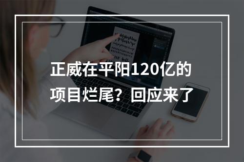 正威在平阳120亿的项目烂尾？回应来了