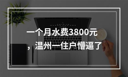 一个月水费3800元，温州一住户懵逼了