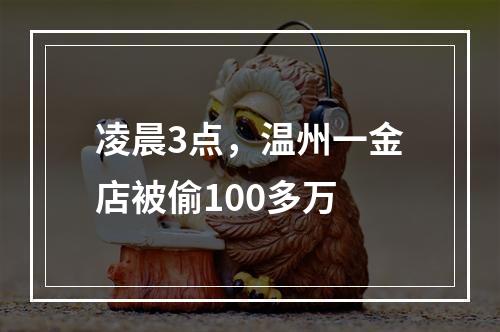 凌晨3点，温州一金店被偷100多万