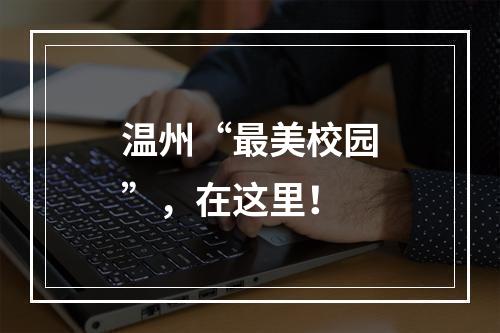 温州“最美校园”，在这里！