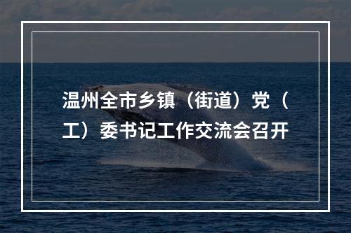 温州全市乡镇（街道）党（工）委书记工作交流会召开