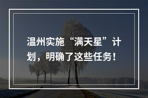 温州实施“满天星”计划，明确了这些任务！