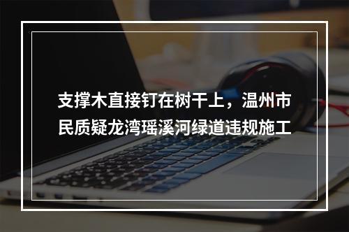 支撑木直接钉在树干上，温州市民质疑龙湾瑶溪河绿道违规施工