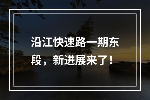 沿江快速路一期东段，新进展来了！