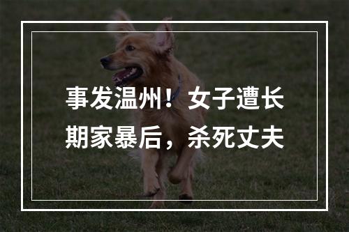 事发温州！女子遭长期家暴后，杀死丈夫