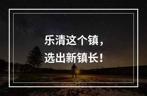 乐清这个镇，选出新镇长！