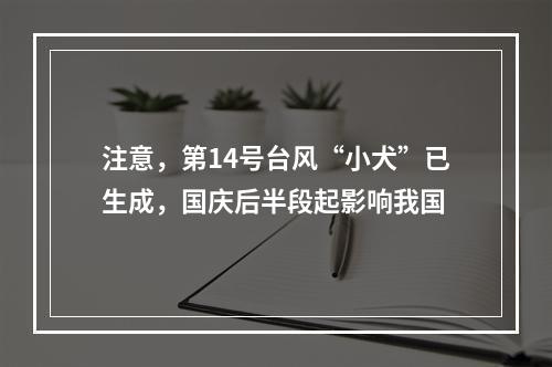注意，第14号台风“小犬”已生成，国庆后半段起影响我国
