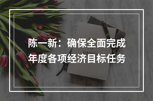 陈一新：确保全面完成年度各项经济目标任务