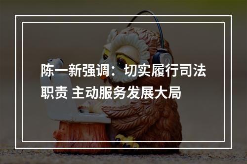 陈一新强调：切实履行司法职责 主动服务发展大局