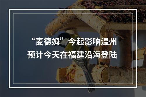 “麦德姆”今起影响温州 预计今天在福建沿海登陆