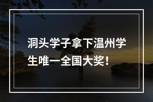 洞头学子拿下温州学生唯一全国大奖！