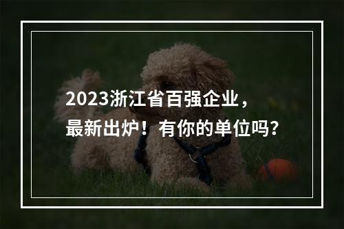 2023浙江省百强企业，最新出炉！有你的单位吗？