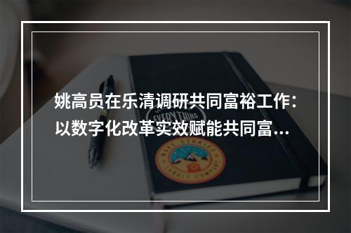 姚高员在乐清调研共同富裕工作：以数字化改革实效赋能共同富裕