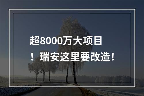 超8000万大项目！瑞安这里要改造！