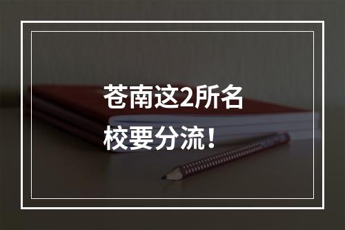 苍南这2所名校要分流！