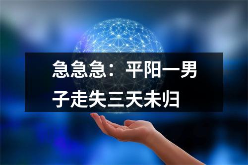 急急急：平阳一男子走失三天未归