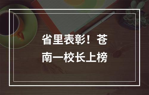 省里表彰！苍南一校长上榜