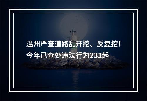 温州严查道路乱开挖、反复挖！今年已查处违法行为231起