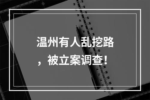 温州有人乱挖路，被立案调查！