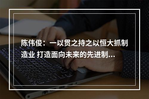 陈伟俊：一以贯之持之以恒大抓制造业 打造面向未来的先进制造业基地