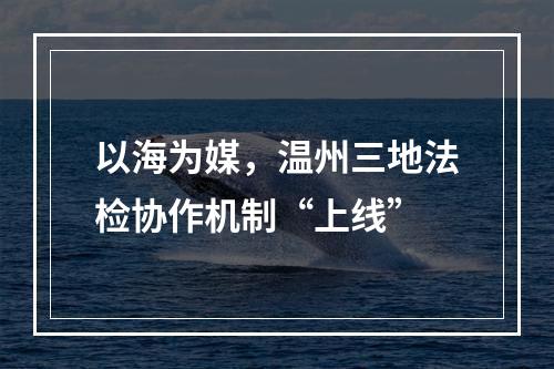 以海为媒，温州三地法检协作机制“上线”