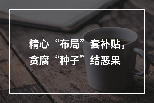 精心“布局”套补贴，贪腐“种子”结恶果