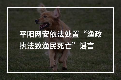 平阳网安依法处置“渔政执法致渔民死亡”谣言