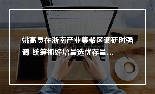 姚高员在浙南产业集聚区调研时强调  统筹抓好增量选优存量提质 推动经开区高质量跨越式发展
