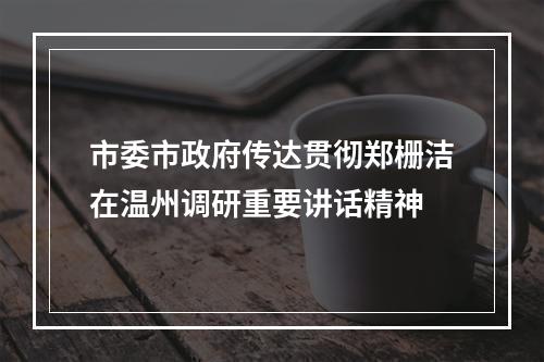 市委市政府传达贯彻郑栅洁在温州调研重要讲话精神