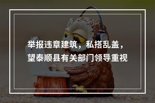 举报违章建筑，私搭乱盖，望泰顺县有关部门领导重视