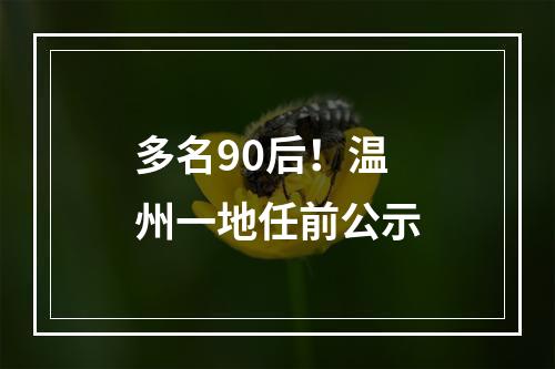 多名90后！温州一地任前公示