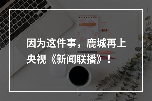 因为这件事，鹿城再上央视《新闻联播》！