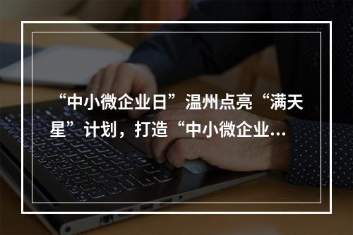 “中小微企业日”温州点亮“满天星”计划，打造“中小微企业友好城市”！