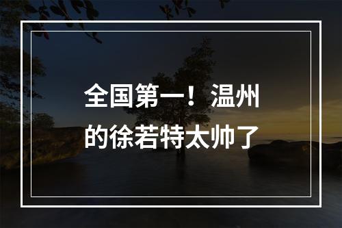 全国第一！温州的徐若特太帅了
