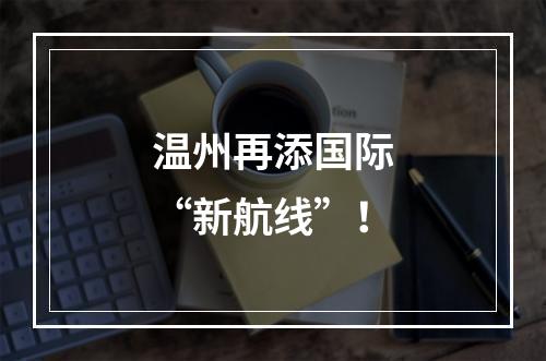 温州再添国际“新航线”！