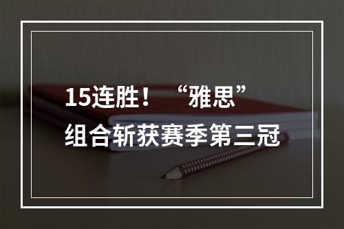 15连胜！“雅思”组合斩获赛季第三冠