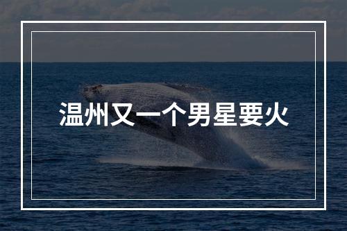 温州又一个男星要火