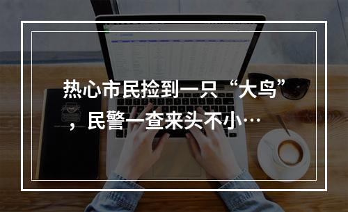 热心市民捡到一只“大鸟” ，民警一查来头不小…