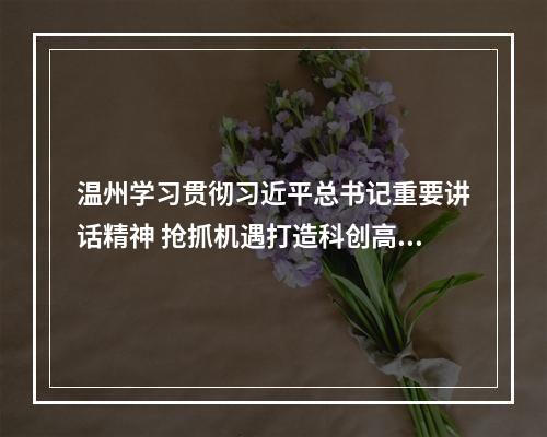 温州学习贯彻习近平总书记重要讲话精神 抢抓机遇打造科创高地教育高地