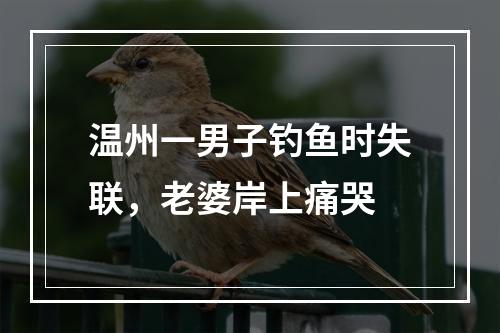 温州一男子钓鱼时失联，老婆岸上痛哭
